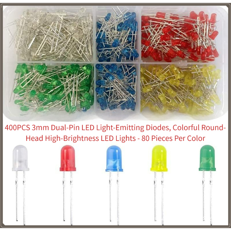 400PCS 3mm Dual-Pin LED Diodes - огляд і ціна R/Diy Electronics